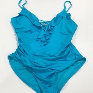 One piece Liz Claiborne swim wear swimsuit blue plus size 16